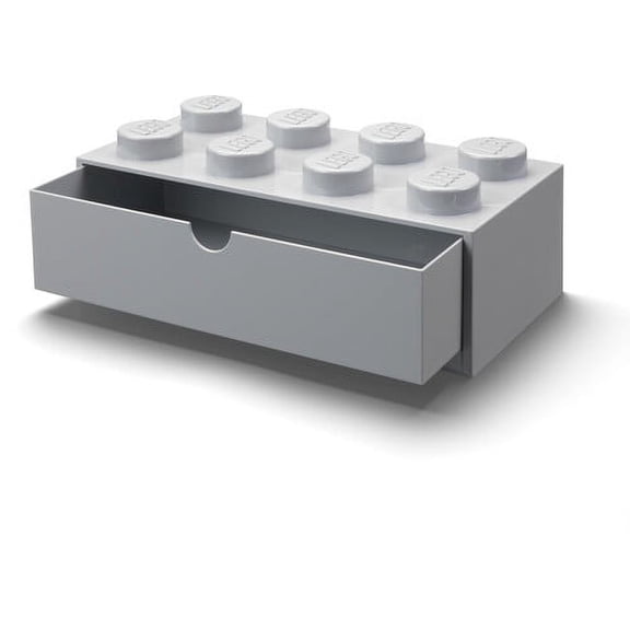 LEGO Desk Drawer Stackable Storage with 8 Knobs, Grey