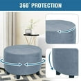 thumbnail image 6 of SEase Round  Velvet Ottoman Slipcover Covers Footstool Protector Covers Storage Stool Ottoman Covers Stretch with Elastic Bottom 30-41in Stone Blue, 6 of 14