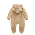 thumbnail image 2 of purcolt Newborn Baby Cute Bear Snowsuit Onesie Pajamas Warm Hooded Fleece Romper Footie Jumpsuit Outfits Infant Winter Coat for Girls Boys 0-12M, 2 of 4
