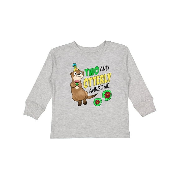 Inktastic Two and Otterly Awesome Cute Second Birthday Otter Boys or Girls Long Sleeve Toddler T-Shirt