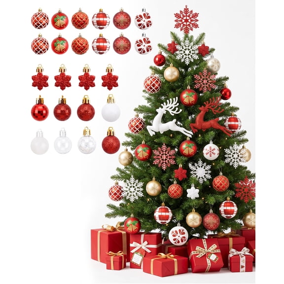 SDKL 45pcs Christmas Ball Ornament Set, Christmas Tree Ornaments For Christmas Tree Decoration Multicolor Shatterproof Christmas Balls For Holiday Party Wreath Garland Home Interior Decoration Gifts