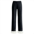 thumbnail image 3 of Women's Fashionable Solid Color Casual Pants - High Waisted Loose Fit Everyday Wear, Blue Size XXXL, 3 of 4