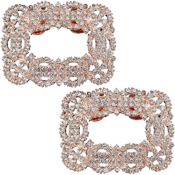 DIY 2Pcs Rhinestone Wedding Shoe Clips Detachable Shoe Buckle Clip Oval Elegant Crystal Shoe Decoration Shoes Jewelry Decoration for Flats Heels Hats Dresses Clutches DIY