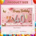thumbnail image 2 of Pink Background Happy 40th Birthday Banner Gold Lettering 40th Birthday Display Decorated Butterfly Accents Birthday Backdrop for 40th Birthday Party Women's Celebration Luxury Party Decoration, 2 of 4