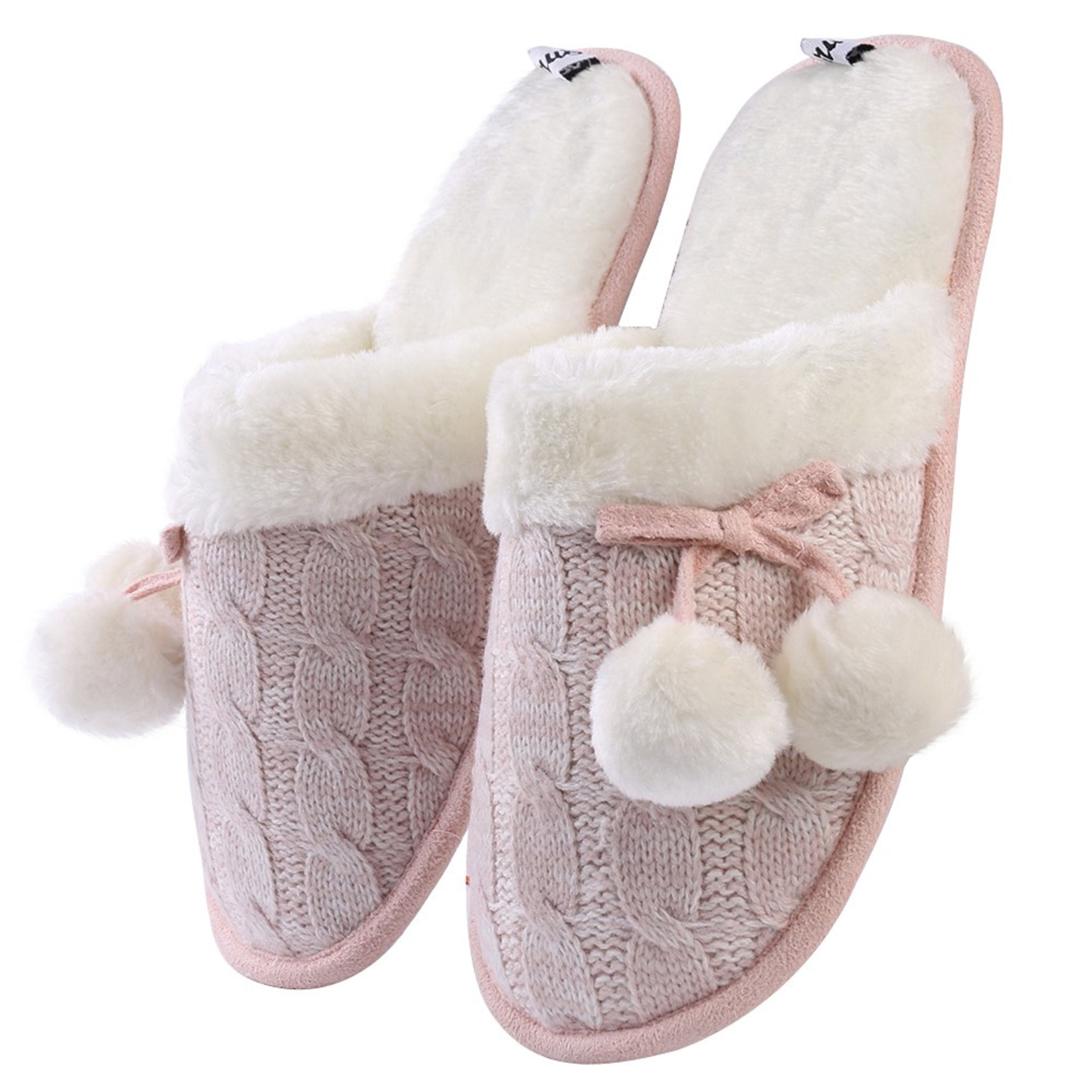 Cozy Classic Knit Plush Bedroom Women Slipper