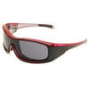 Zoe Convertible Oval Sunglasses,Black & Red Frame/Smoked Anti Fog Lens,One Size