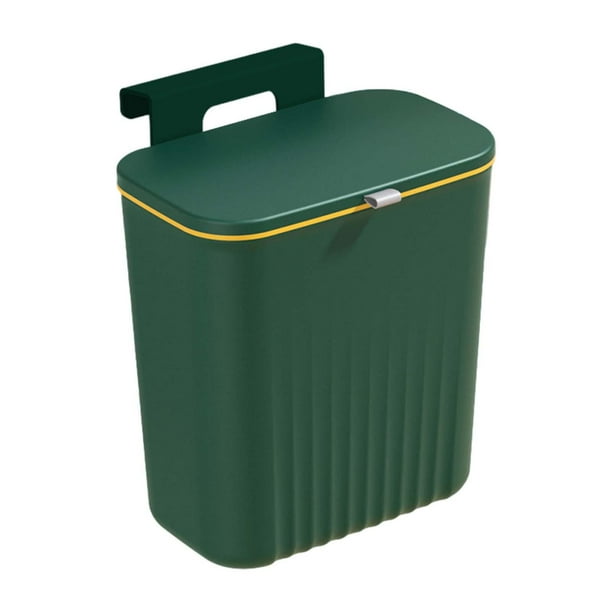 Cubo de basura colgante para cocina, contenedor de compost duradero para armario de cocina y dormitorio verde