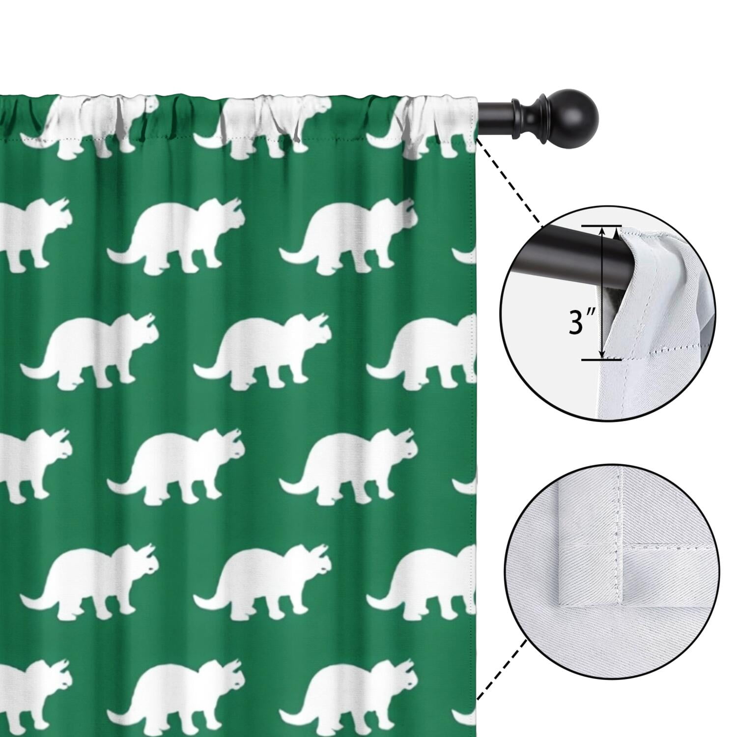 Blackout Kids Curtains,Green Dinosaurs Pattern Childrens Insulated Curtains Set Of 2,Bedroom Essentials,Toddler Room Decor 42"x84"