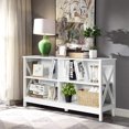 thumbnail image 2 of TV Stand for TVs up to 55 Inches, 47" Farmhouse Entertainment Center with 4 Open Shelves & Built-in Cable Holes, TV Console Table with X-Shaped Frame for Living Room (White), 2 of 5