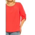 thumbnail image 5 of Women's Plus Size Casual Round Neck Top with Button Tab Sleeve, 5 of 6