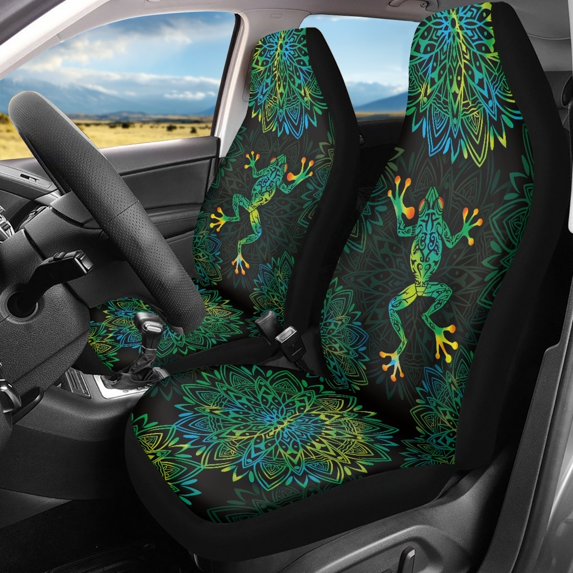 XYZCANDO Frog Mandala Car Seat Covers for Man Waterproof Car Front Seat Cover Set Decorative Comfortable, for Van SUV Truck
