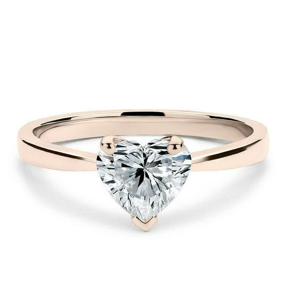 1.50 Cts Heart Moissanite Diamond Solitaire Engagement Ring, 18K White Gold Plated Ring /925 Sterling Silver Ring for Her