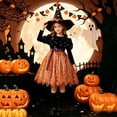 thumbnail image 4 of REDARER Girls Witch Cosplay Puff Long Sleeve Glitter Tulle Dress with Star Witch Hat for Halloween Party Trick or Treat Stage Performance Fancy Dress Outfit,10-11 Years, 4 of 7