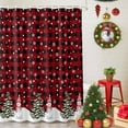 thumbnail image 5 of Shower Curtain 48"W x 72"L Christmas Snowman Xmas Trees Black Fabric Shower Curtains Set with Hooks Water Repellent Bathroom Curtains Machine Washable Bathroom Accessories, 5 of 9