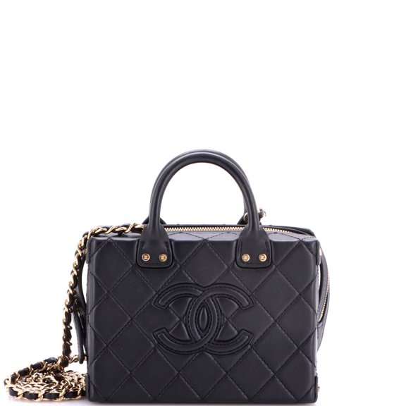 Pre-Owned CC Square Convertible Vanity Case Quilted Calfskin Small By Rebag
