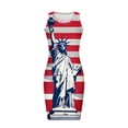 thumbnail image 4 of Women Clearance All 2025!Viikei Women's Summer Boho Sleeveless Dress,Women Casual Bodycon Printde Ribbed Sleeveless Tank Round Neck Camisole Dress Red L, 4 of 5