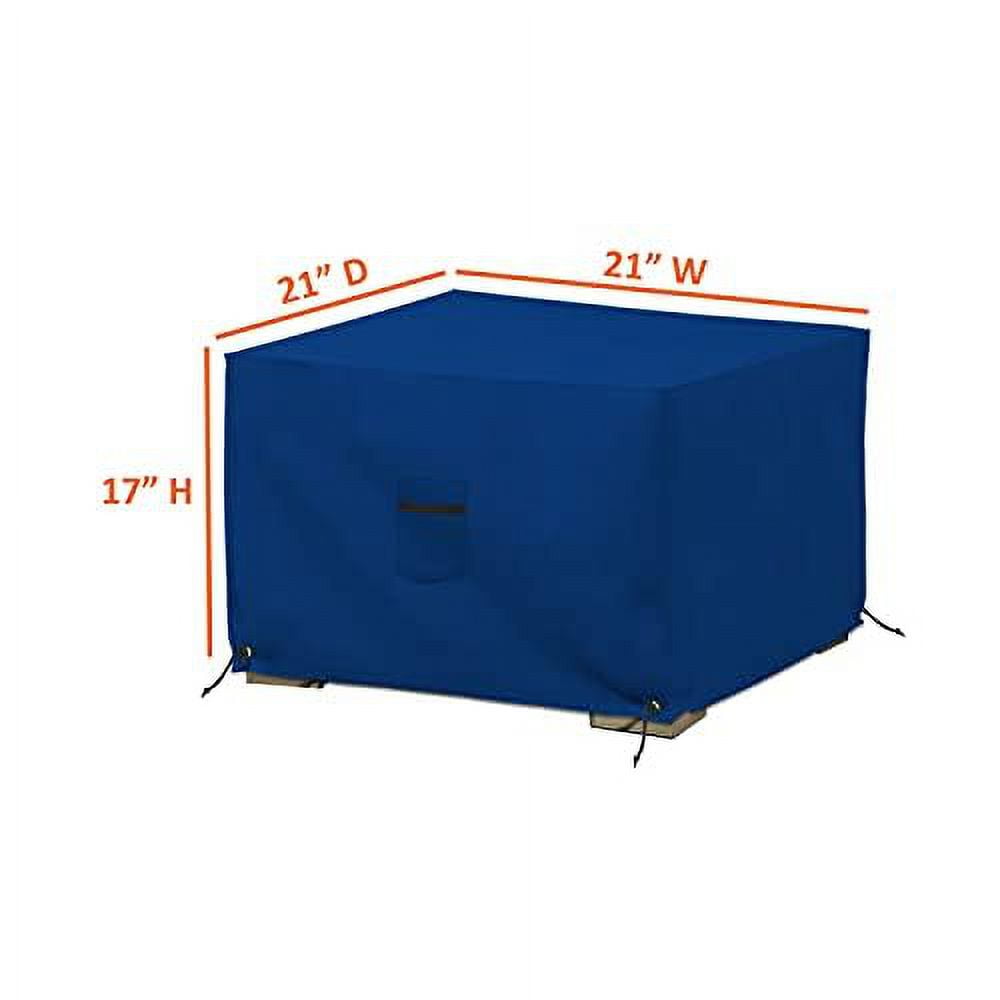 COVERS&ALL Square Ottoman Cover, Heavy Duty 18 Oz Waterproof UV & Weather Resistant Patio Garden Furniture Stool Protector Indoor Outdoor with Air Vents & Drawstrings (26" L x 26" W x 18" H, Blue)