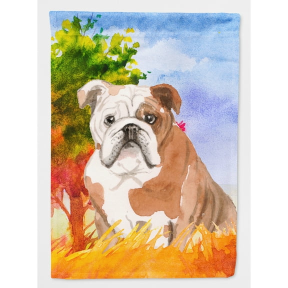 Carolines Treasures CK1944CHF Fall English Bulldog Flag Canvas House Size  Large multicolor