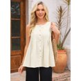 thumbnail image 5 of DARING DIVA Women's Linen Tank Tops Babydoll Sleeveless Shirts Peplum Blouse M Beige, 5 of 8