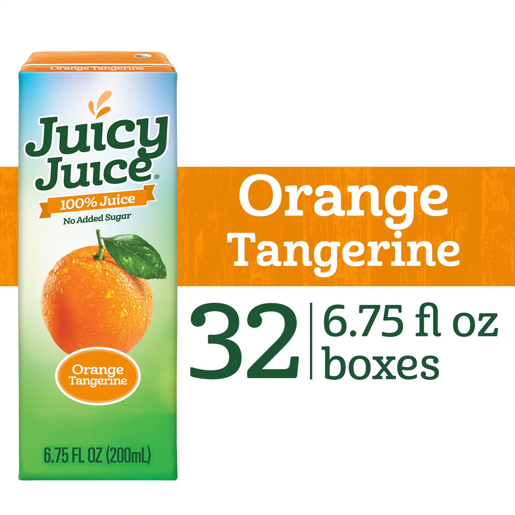 Juicy Juice Orange Tangerine Juice, Orange Juice Drink, 32 Count, 6.75 FL OZ Juice Boxes