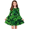thumbnail image 2 of Robe à Manches Longues pour Filles, Coupe Trapèze, Patineuse, Col Rond, Extensible, Robe Décontractée, Taille 7 8, 2 of 7