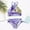 Purple, variant on Girls' Swimwear Fashion Cute Flowers Print Ruffles Bikini Swimsuit Set, Sizes 3T-14