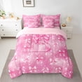 thumbnail image 2 of Manfei Initial Letter B 7pcs Bedding Comforter Set,Kawaii Bowtie Ribbon Queen Bedding Sets,Pink Bow Knot Queen Sheet Sets For Girl,Breathable Bedroom Decoration Reversible, 2 of 8