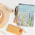 thumbnail image 4 of HELLHERO Polyester Fabric Book Sleeve Retro Notebook Wraps Book Club Gifts Textbook Paperbacks Supplies Book Lovers Gifts, Light Blue Watercolor Wildflowers Tote, 4 of 8