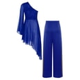 thumbnail image 2 of TiaoBug Womens Liturgical Worship Praise Lyrical Dance Outfits Single Sleeve Dress with Wide Leg Pants Royal Blue XL, 2 of 7