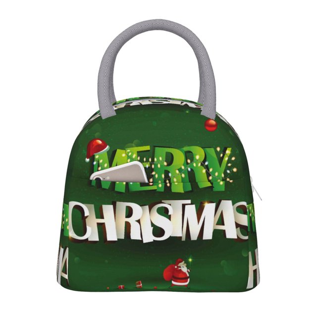 Balery Merry Christmas Bolsa de Almuerzo para Mujeres, Caja de Almuerzo, Bolsa de Almuerzo Pequeña Impermeable, Tote de Almuerzo Reutilizable con Gran Capacidad