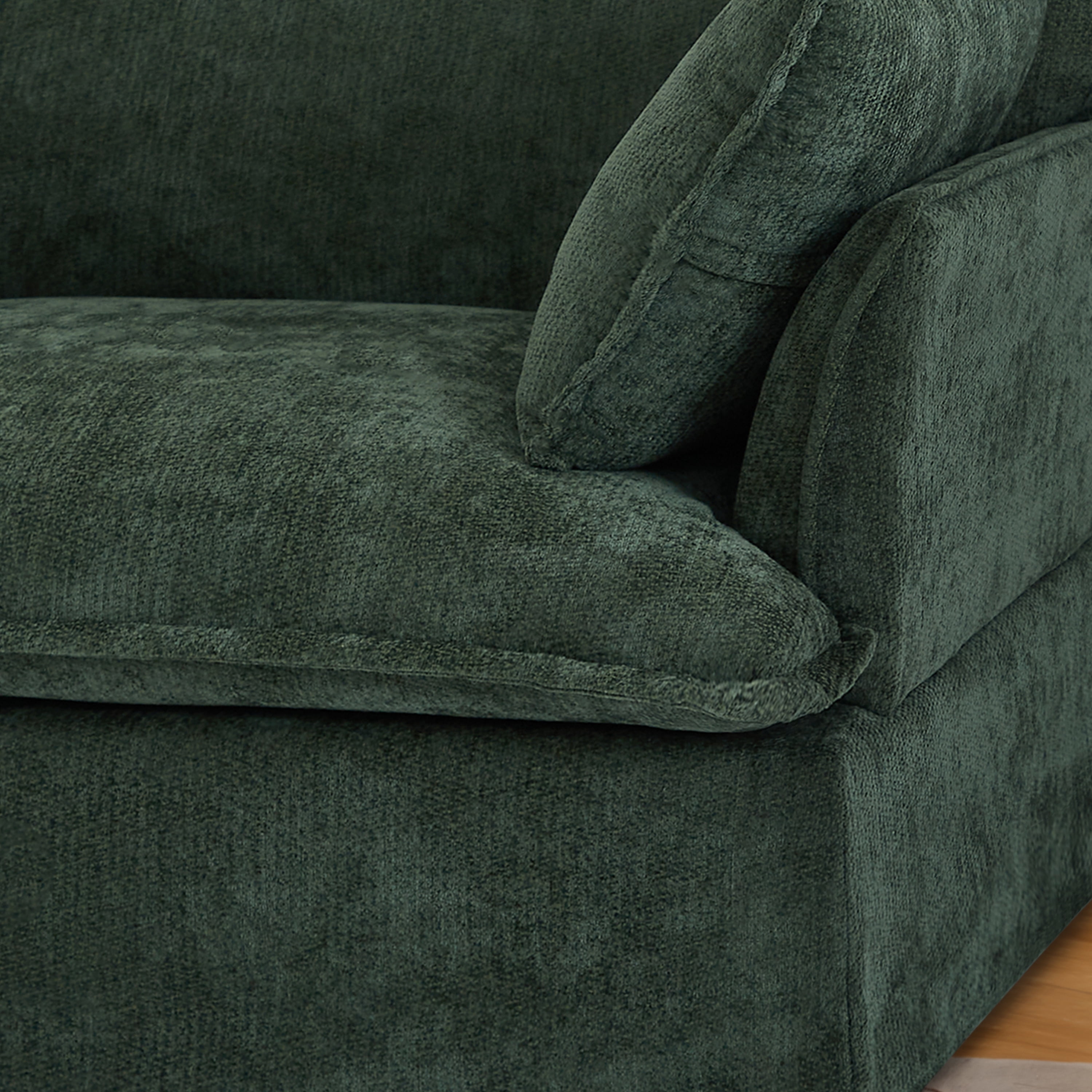 Accent Chair, Armchair, Single Sofa, Oversized Chenille Chair with 2 Pillows and Deep Seat for Living Room, Green