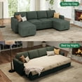 thumbnail image 3 of HONBAY 101.4” U-Shaped Corduroy Sectional Modular Sleeper Sofa with Pull-Out Bed and Hidden Storage, Green, 3 of 8