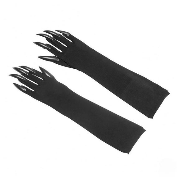 Black Cat Woman Long Gloves With Claws - One Size (1 Pair) - Fun & Functional Accessory, Ideal for Cosplay & Themed Parties