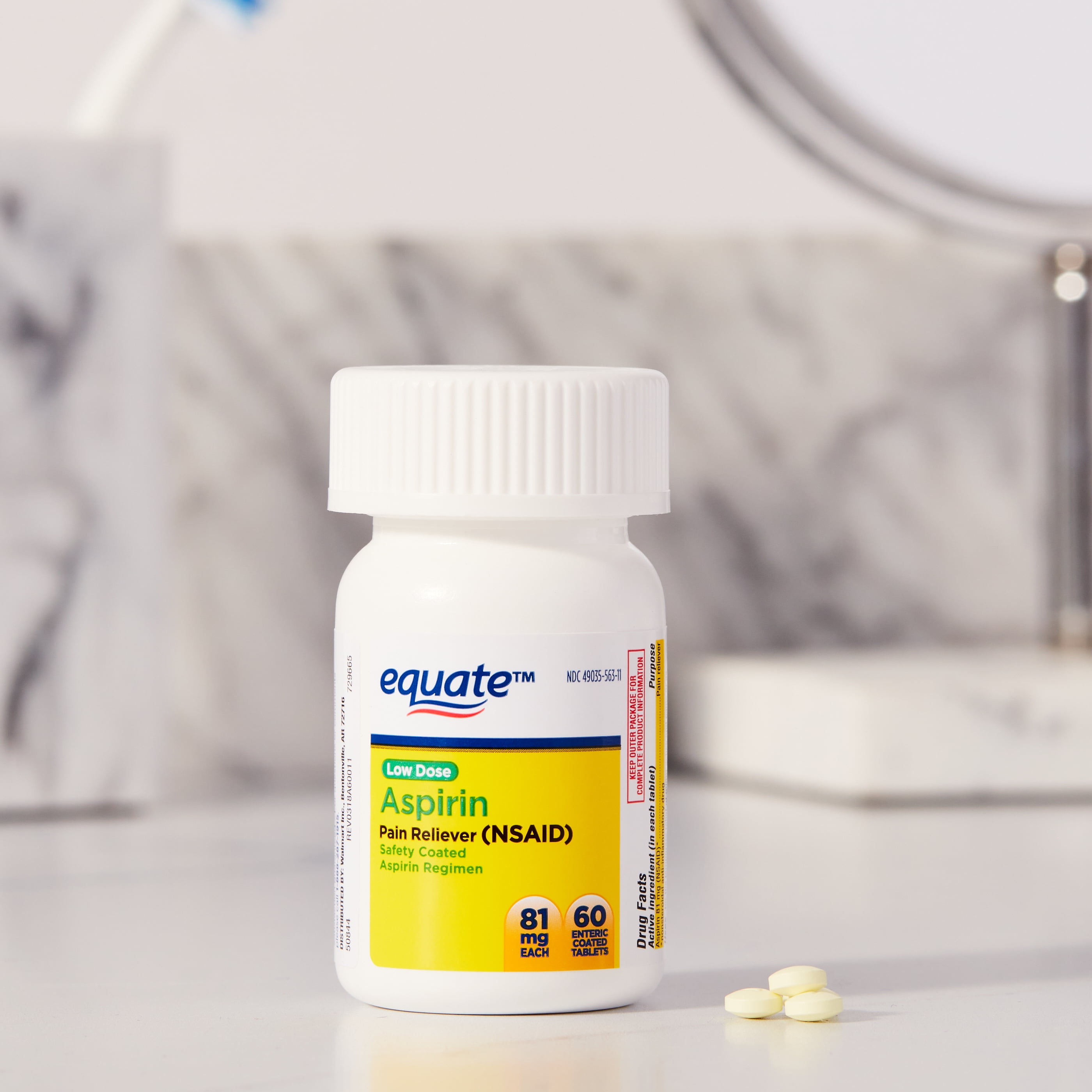 Equate Adult Low Dose Aspirin Safety Coated Tablets, 81 Mg,