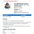 thumbnail image 2 of Front Right Wheel Hub Assembly - Compatible with 2007 - 2011 GS350 Base RWD 2008 2009 2010, 2 of 2