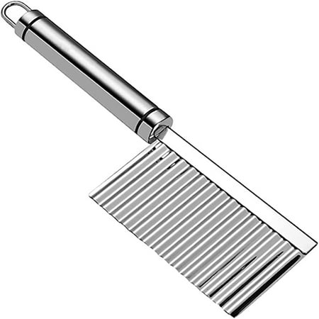 

Happon Stainless Steel Waves French Fries Slicer Save-effort Handheld Chipper Chopper Vegetable Salad Chopping Knife Home Kitchen Wavy Blade Cutting Tool(1PCS)