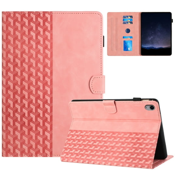 Allytechgroup for iPad 11th Generation 2025/10th Generation 2022 Case, PU Leather Folio Flip Cover Stand Anti-Scratch Cards Slots Auto Sleep Wake Shockproof Protective for Women Men, Pink