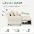 thumbnail image 4 of Marrber White Plush Sofa 52” 3-in-1 Convertible Pull-Out Sofa Bed Sleeper Loveseat with Reclining Backrest, Built-in Cup Holders, Corduroy Upholstered Sofa for Small Space, 4 of 8
