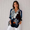 thumbnail image 4 of Nyfairy Plus Size Women's Halloween Print Long Sleeve Button Down Casual Shirt, 4 of 5