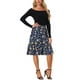 thumbnail image 2 of Falda Midi Floral con Volantes de Cintura Elástica A-Line Flowy para Mujeres INSPIRE CHIC Color Azul Oscuro XS, 2 of 6