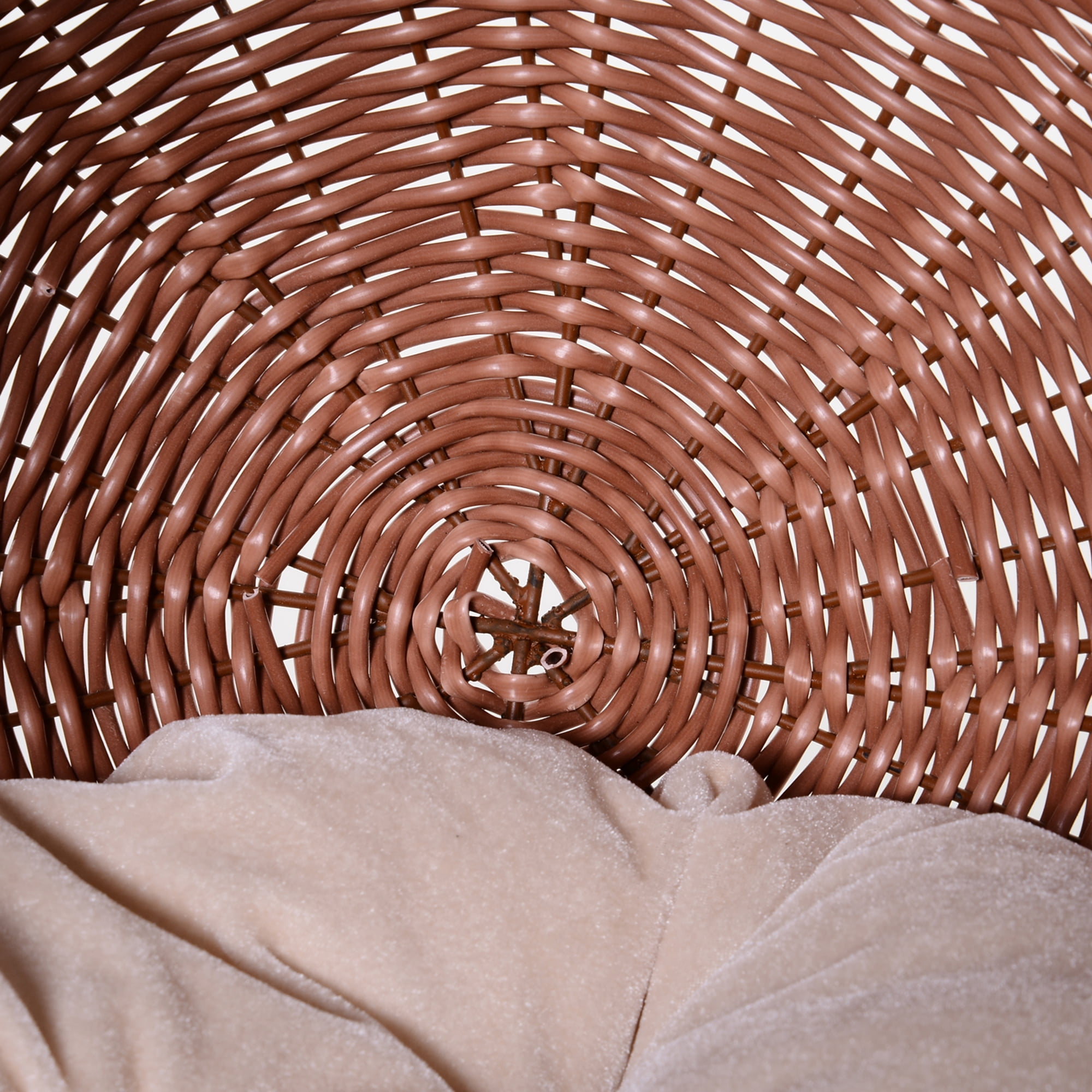 Elevated Cat Bed with Rotatable Egg Chair Pod, Cat Basket Bed with Thick Cushion, Natural Mat Grass Woven Kitty House, Brown