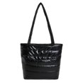thumbnail image 1 of Bolso de hombro acolchado de invierno para mujer, bolso de mano de gran capacidad, bolso de mano (negro), 1 of 9