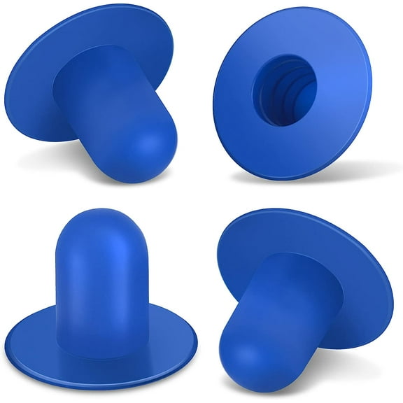 Trianu 4 Pack Swimming Pool Wall Plugs Replacement Parts - Above Ground Swimming Pool Filter Pump Strainer Hole Plug Stopper, Blue