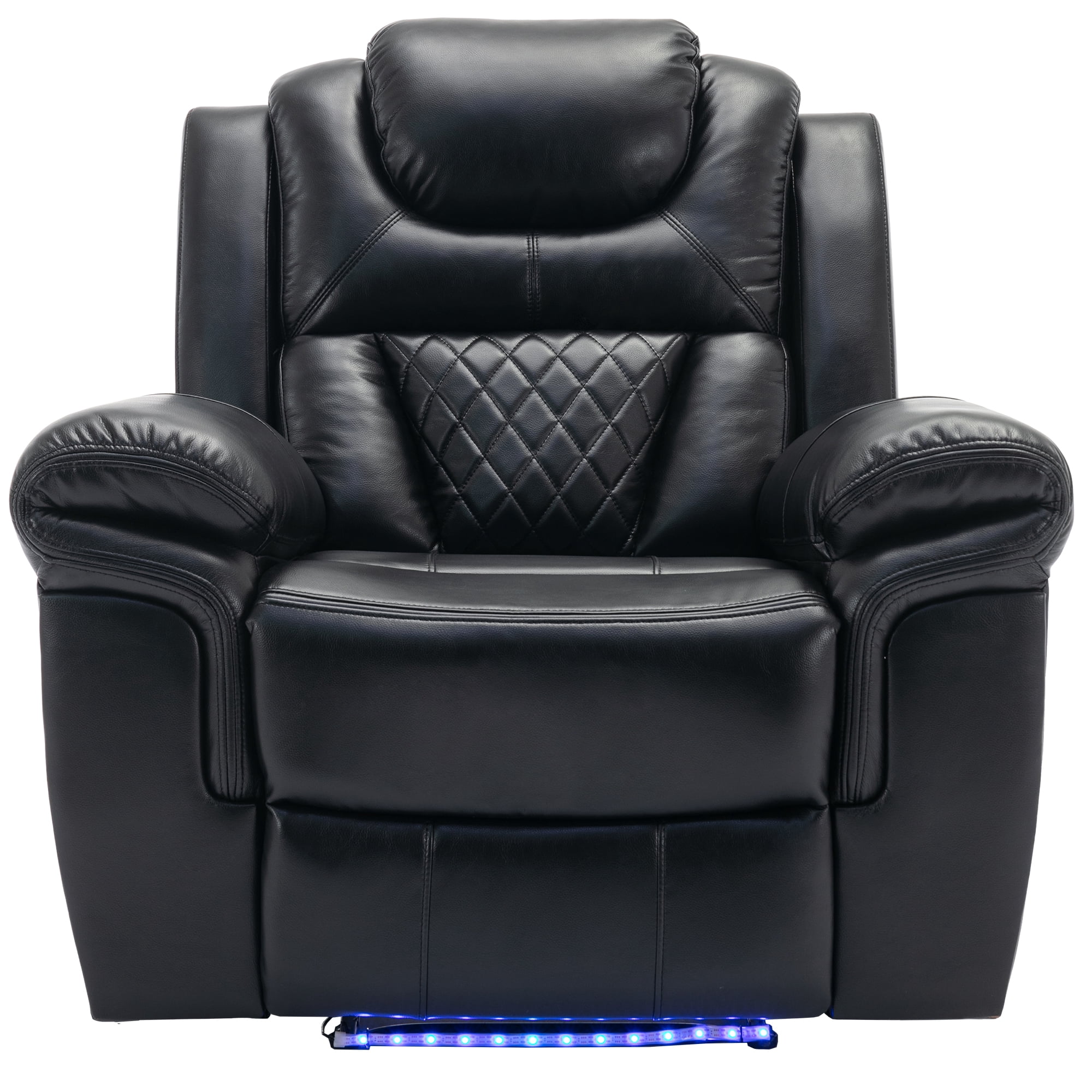 Euroco Home Theater Seating Manual Recliner Chair with LED Light Strip for Living Room,Bedroom, Black