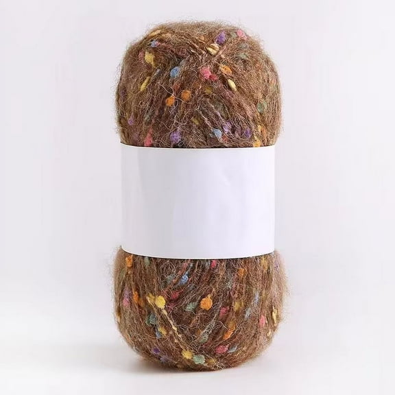 XmhyTop 50g/roll Colorful Dots Mohair Yarns Soft Thread DIY Hand Knitted Crochet Woven for Scarf Shawl Crafts，Coffee