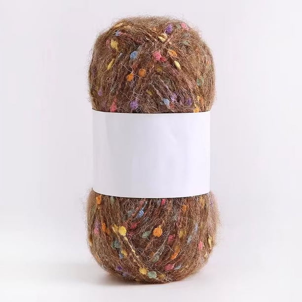 Zhuge Hilo de mohair de 200 g con puntos de colores, hilo suave para tejer a mano, crochet, para bufandas, chales y manualidades, café