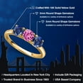 thumbnail image 2 of Gem Stone King 10K Yellow Gold Pink Created Sapphire and Blue Created Sapphire Engagement Ring for Women | 1.75 Cttw | Round 5MM | Gemstone September Birthstone | Size 7, 2 of 6
