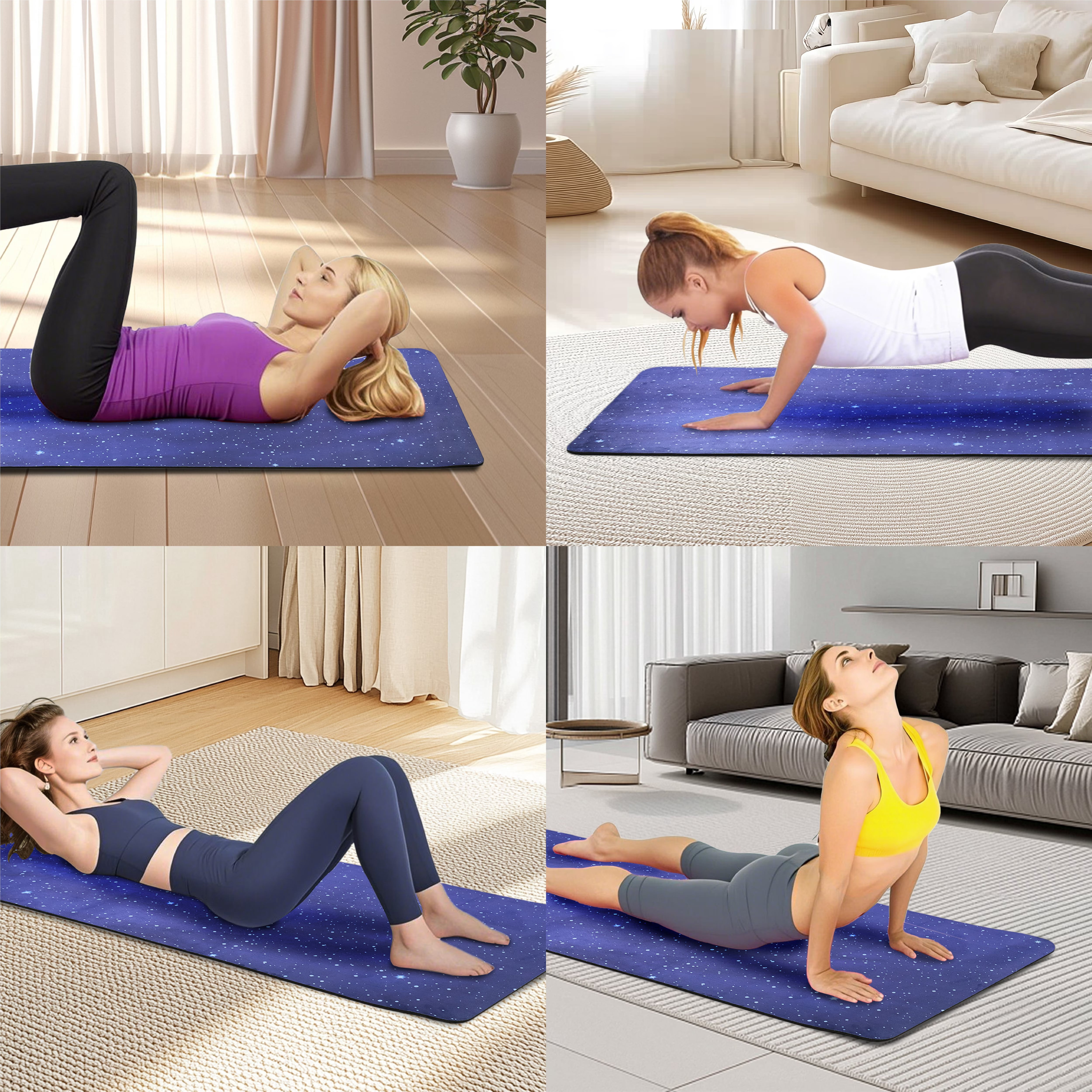 Avobird Yoga Mat, Non-Slip Design, Professional TPE Exericise Mat,72" x 24" 5mm Thick, Multi-Purpose Workout Mat for Women, Pilates Fitness and Floor Exercises(Blue Sky)