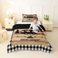 thumbnail image 4 of Catabedysis Plaid Camping Twin Comforter Sets,Sweet Camper Silhouette Print Bedding Set For Boys,Multicolor,Black Reversible,2pcs,1 Comforter and 1 Pillowcase, 4 of 7
