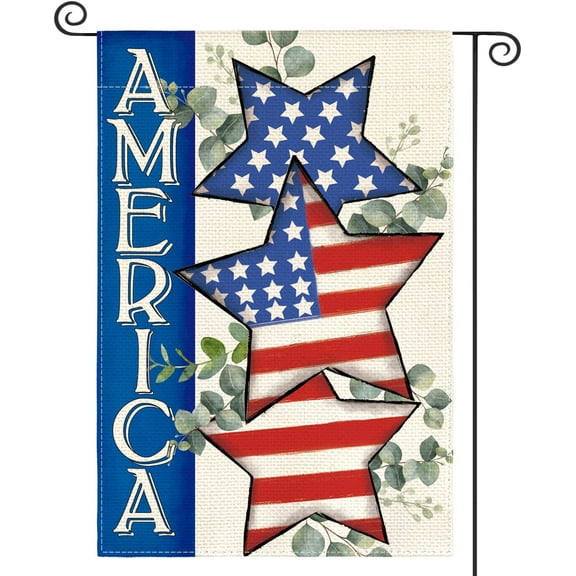 4th of July -Patriotic Garden Flag 12x18 Inch Double Sided -Outside, Memorial Day Independence Day American- Stars and Stripes -Yard Outdoor Decoration